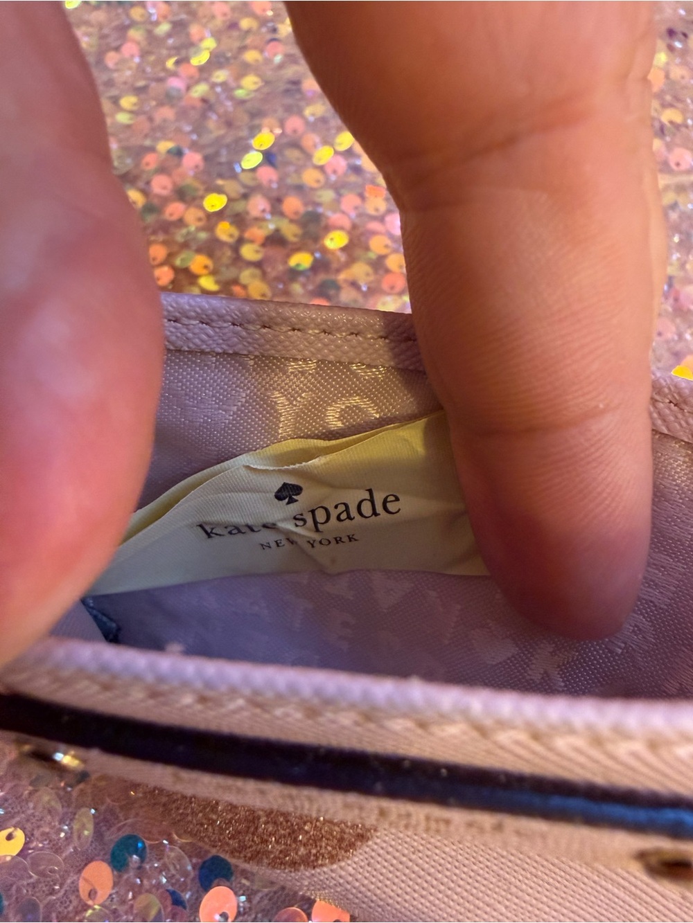 Kate Spade Cardholder in Pink with Glitter Dot Pattern - Picture 4 of 5